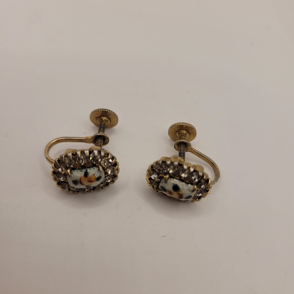 Vintage Gold Rhinestone Screwback Earrings